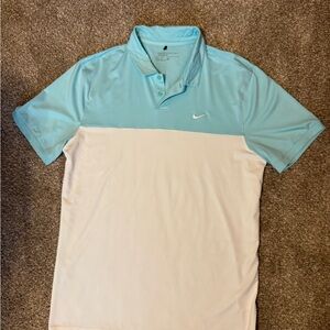 Nike Men's Light Blue and White Polo Shirt